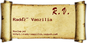 Radó Vaszilia névjegykártya